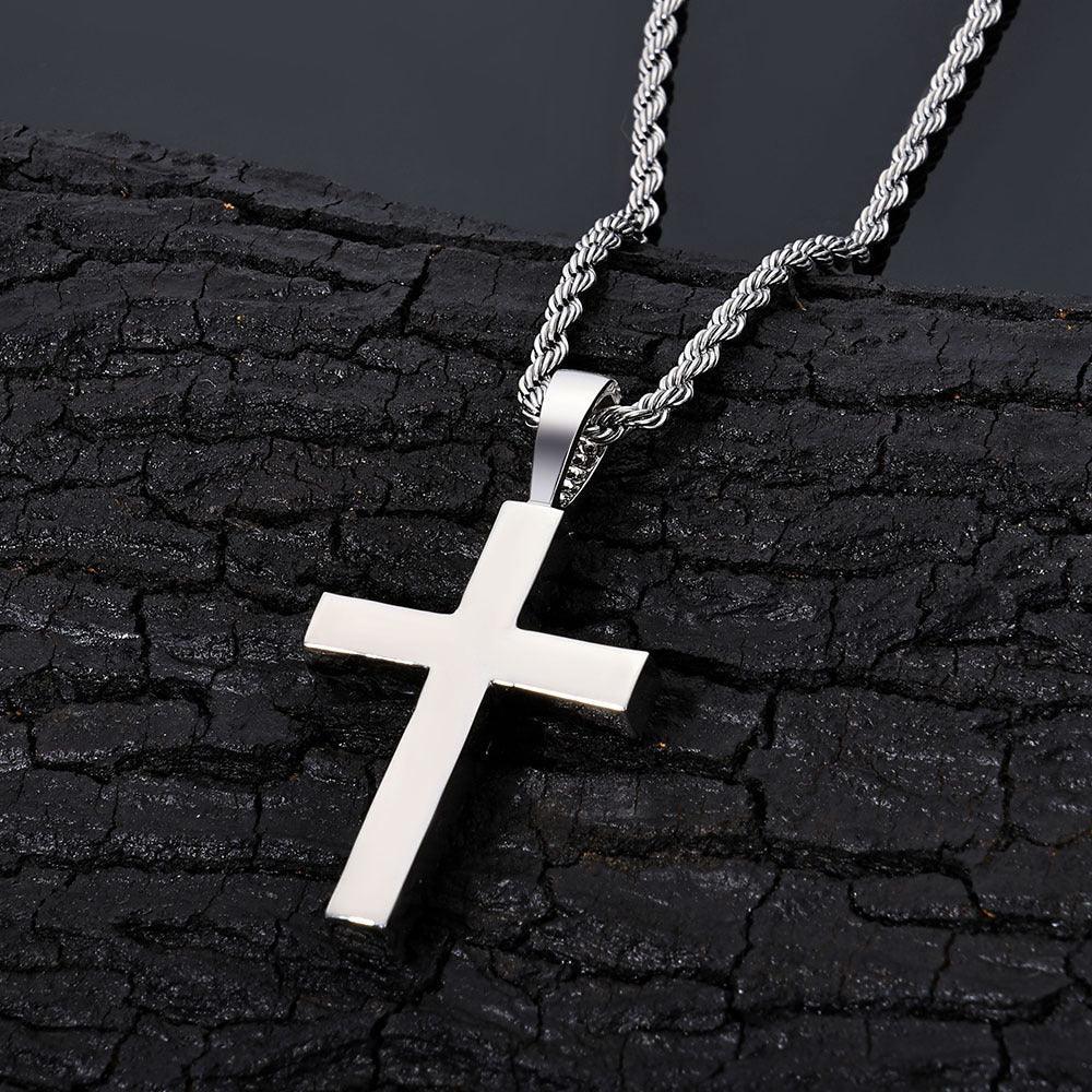 Custom Vintage Large Cross Pendant Necklace with Zircon Stones for Men | Caratix Jewelry - CaratixJewelry