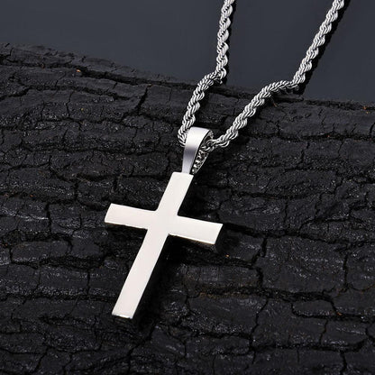 Custom Vintage Large Cross Pendant Necklace with Zircon Stones for Men | Caratix Jewelry - CaratixJewelry