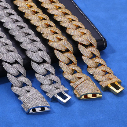 Hip Hop 24mm S925 Silver Bubble Cuban Link Necklace – CZ Stones, Custom Luxury Jewelry for Men | Caratix Jewelry - CaratixJewelry