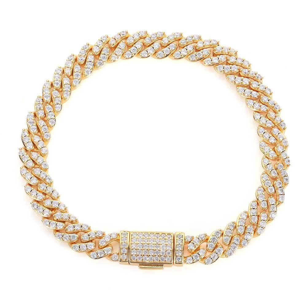 8mm Single Row Iced-Out Zircon Cuban Link Bracelet for Men | Caratix Jewelry - CaratixJewelry