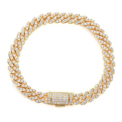 8mm Single Row Iced-Out Zircon Cuban Link Bracelet for Men | Caratix Jewelry - CaratixJewelry