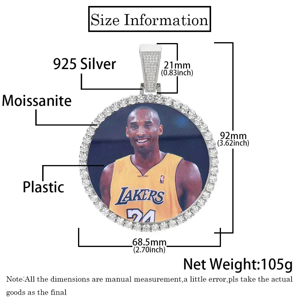Custom Photo Frame Pendant S925 Silver Moissanite Hip Hop Jewelry for Men | Caratix Jewelry - CaratixJewelry