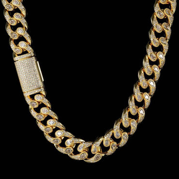 16mm Eyeglass Link Cuban Chain Necklace Zircon - CaratixJewelry