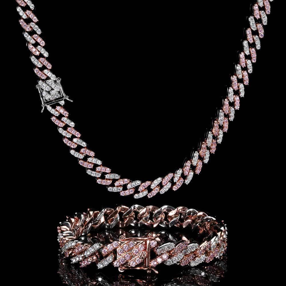 9mm Single Row Cuban Chain Necklace Zircon - CaratixJewelry