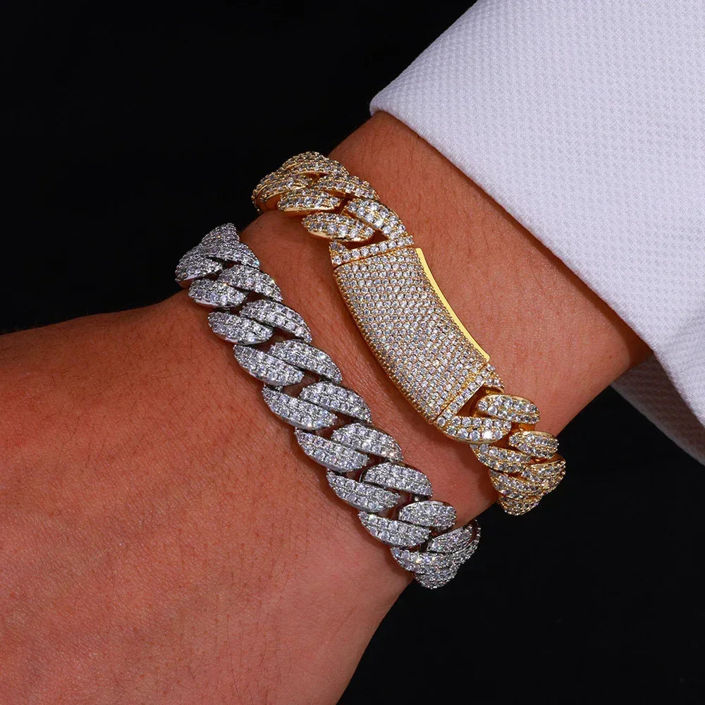 13mm Double Row Bubble Cuban Bracelet Iced Out Jewelry | Caratix Jewelry - CaratixJewelry