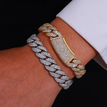 13mm Double Row Bubble Cuban Bracelet Iced Out Jewelry | Caratix Jewelry - CaratixJewelry