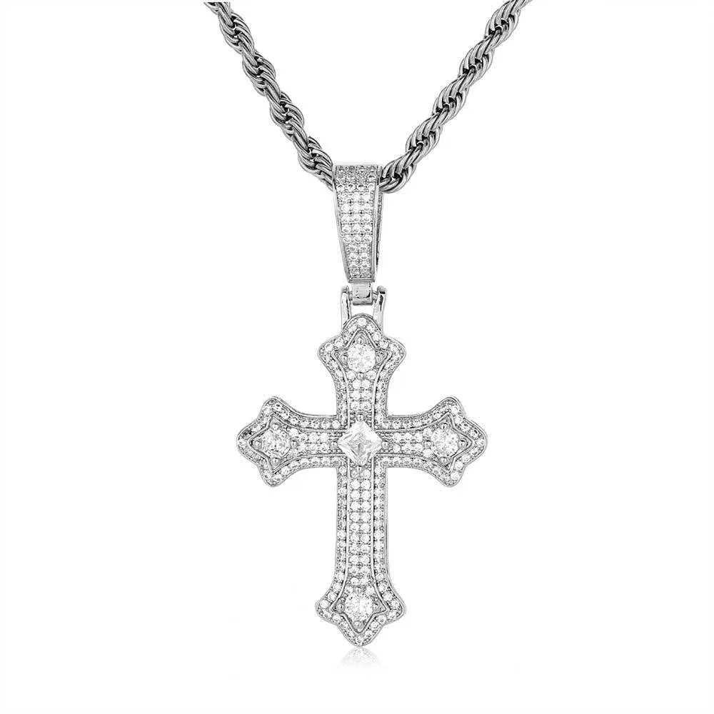 Custom Full Cross Pendant Necklace with Micro-Pave Zircon Stones for Men | Caratix Jewelry - CaratixJewelry