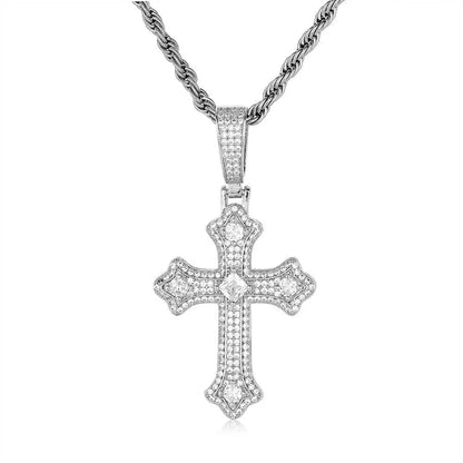 Custom Full Cross Pendant Necklace with Micro-Pave Zircon Stones for Men | Caratix Jewelry - CaratixJewelry