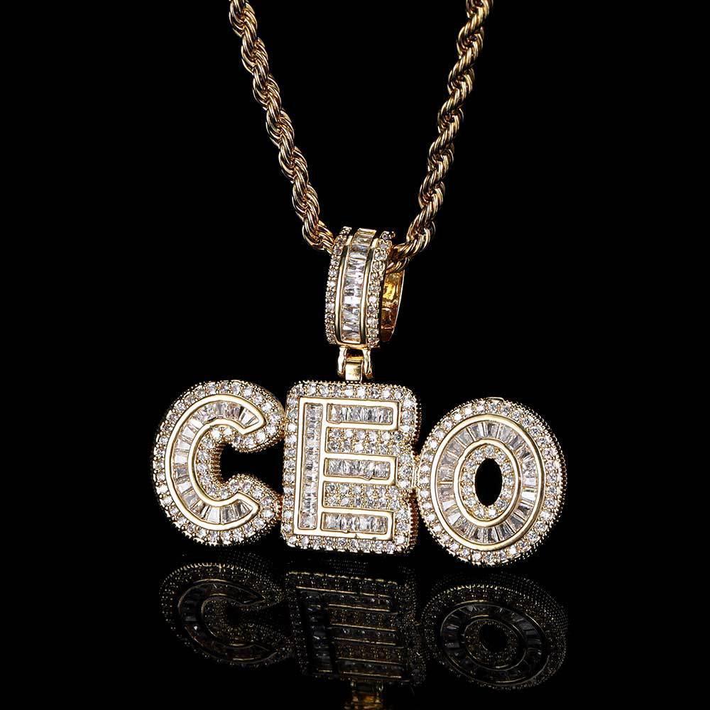 Custom Iced-Out Letter & Number Pendant Necklace with Micro-Pave Zircon Stones for Men and Women | Caratix Jewelry - CaratixJewelry