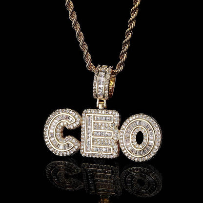 Custom Iced-Out Letter & Number Pendant Necklace with Micro-Pave Zircon Stones for Men and Women | Caratix Jewelry - CaratixJewelry