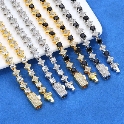 6mm Star Zircon Tennis Bracelet Custom Hip Hop Jewelry for Men | Caratix Jewelry - CaratixJewelry