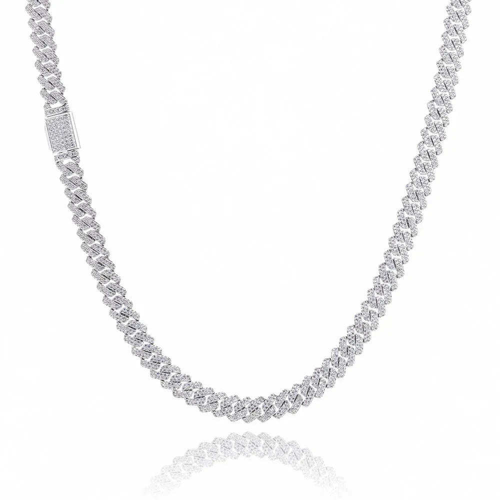 8mm Double-Row Moissanite Cuban Link Chain – S925 Sterling Silver Iced-Out Luxury Hip Hop Men’s Statement Necklace - CaratixJewelry