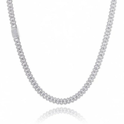 8mm Double-Row Moissanite Cuban Link Chain – S925 Sterling Silver Iced-Out Luxury Hip Hop Men’s Statement Necklace - CaratixJewelry