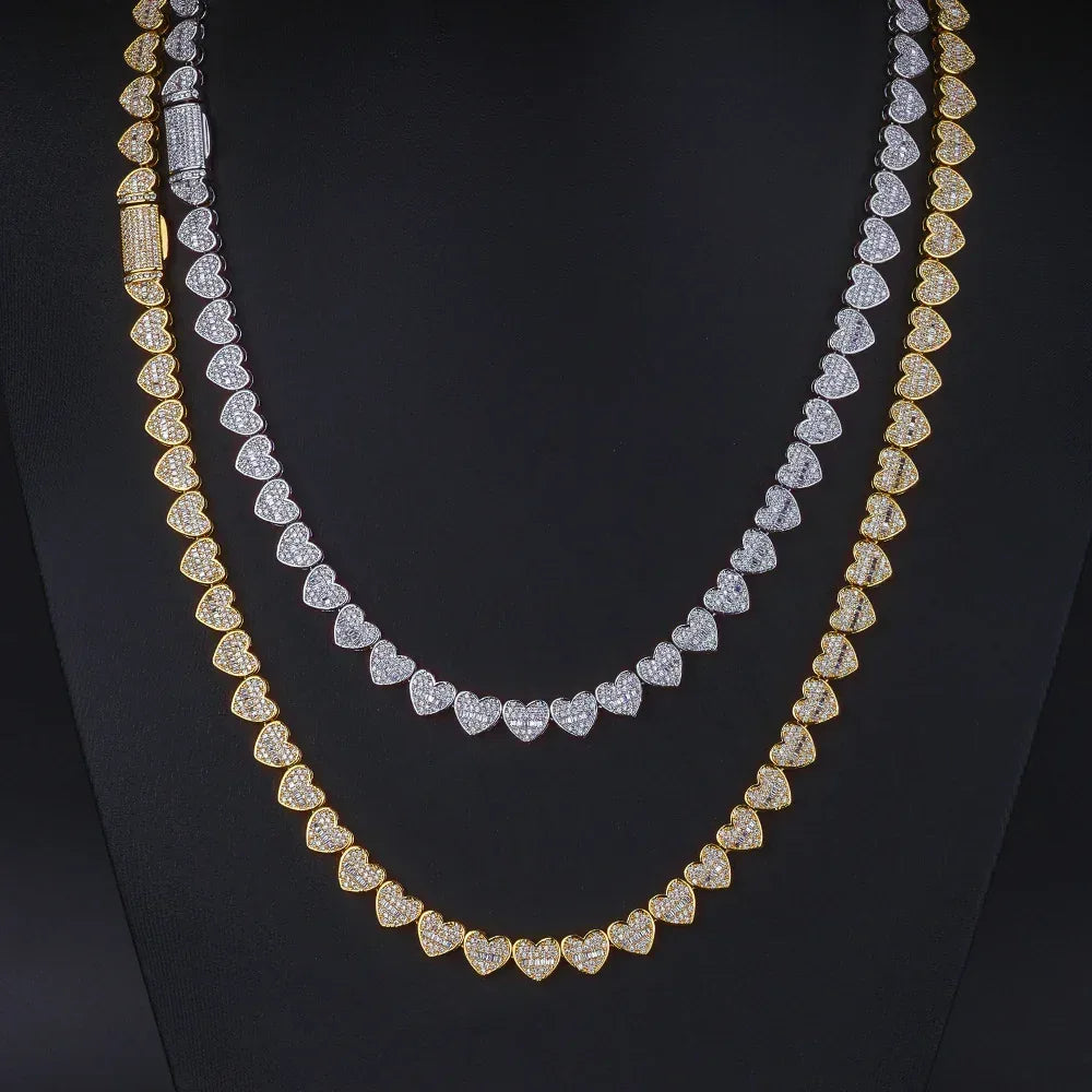 Custom 8mm Heart-Link Necklace | Secure Fold-over Clasp | Rapper Chain Style | Caratix - CaratixJewelry