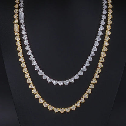 Custom 8mm Heart-Link Necklace | Secure Fold-over Clasp | Rapper Chain Style | Caratix - CaratixJewelry