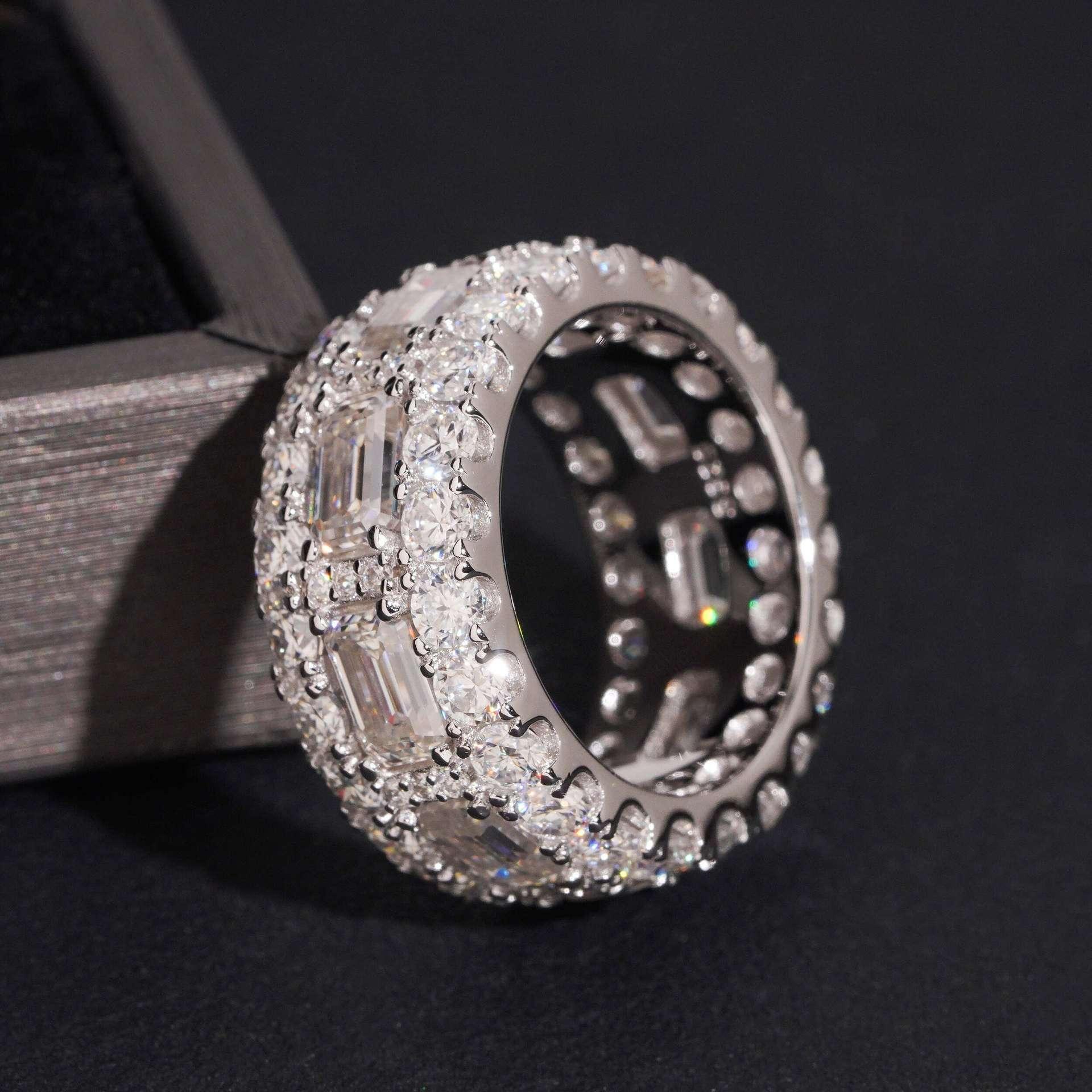 Moissanite Men’s Hip Hop Ring | S925 Silver Full Iced Out Streetwear Jewelry - CaratixJewelry
