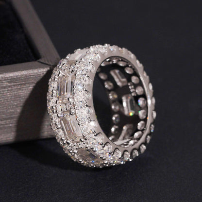 Moissanite Men’s Hip Hop Ring | S925 Silver Full Iced Out Streetwear Jewelry - CaratixJewelry