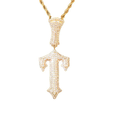 Spiked Iced Out Letter Pendant | CZ Hip Hop Bold Initial Streetwear Necklace - CaratixJewelry