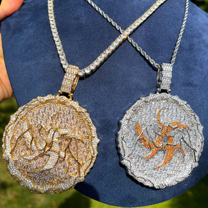 Luxury Multi-Color Iced Out Thorn Medallion Pendant | Men's Hip Hop Rainbow Zircon Disc Necklace | Premium Copper Full Circle Pendant | Caratix - CaratixJewelry