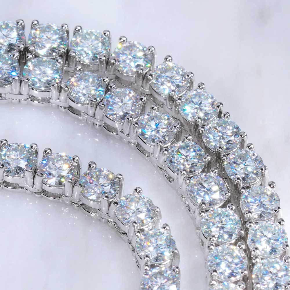 4mm Moissanite Tennis Chain Necklace for Women – S925 Sterling Silver Luxury Hip Hop Jewelry - CaratixJewelry