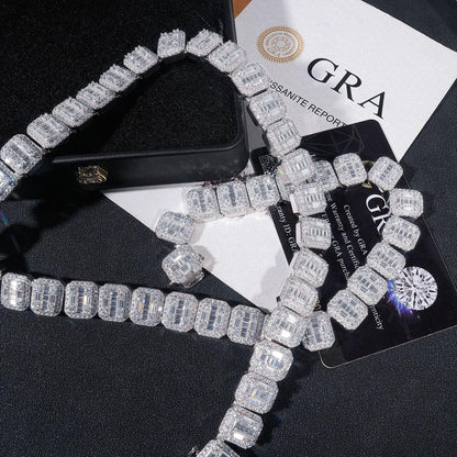 13mm D-Color Moissanite Cuban Link | S925 Silver Men’s Necklace - CaratixJewelry