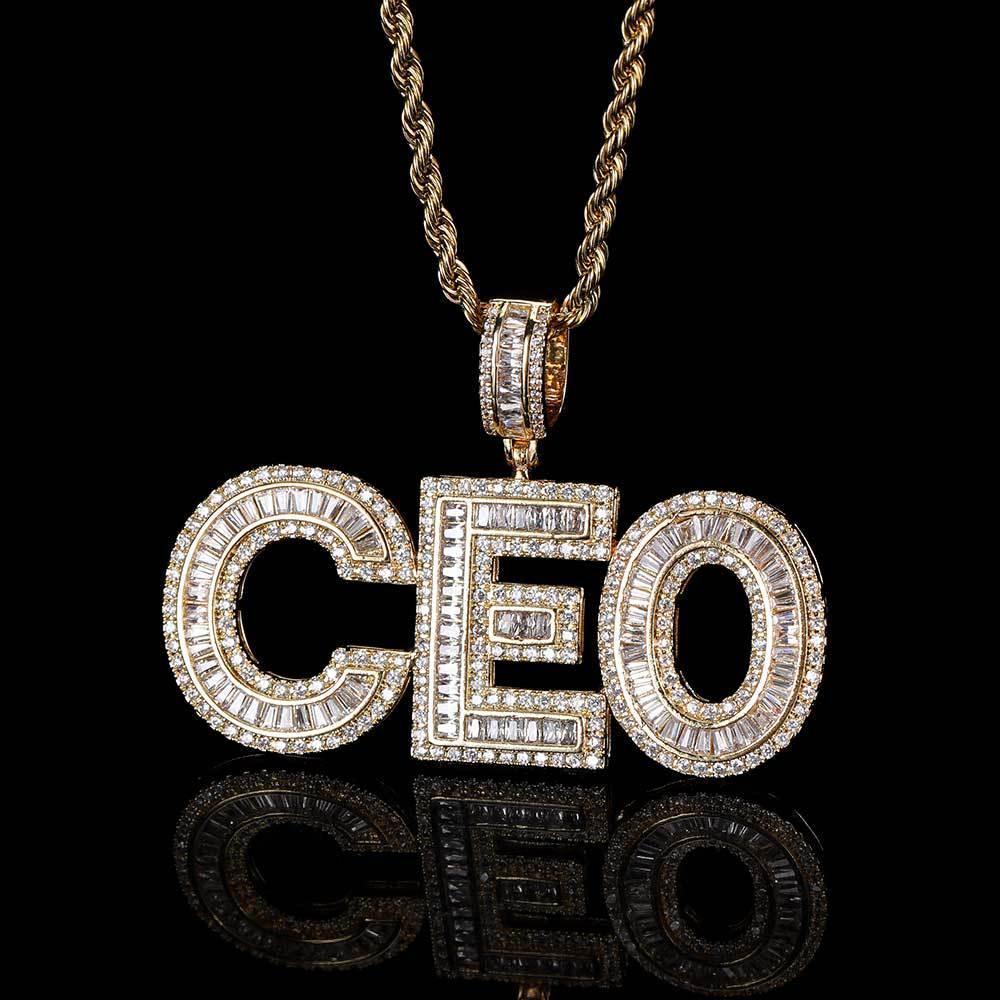Large Iced-Out Letter and Number Pendant Necklace with Micro-Pave Zircon for Men | Creative Hip Hop Jewelry | Caratix Jewelry - CaratixJewelry