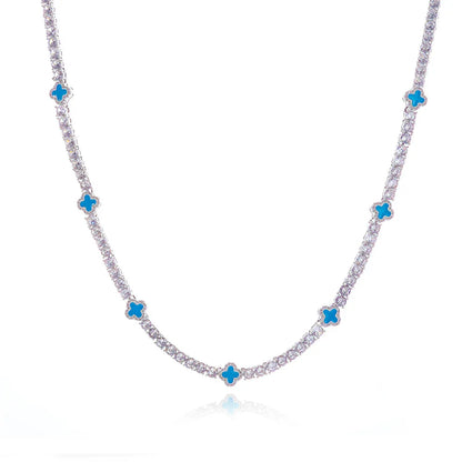 4mm S925 Sterling Silver Moissanite Clover Tennis Chain | VVS1 Moissanite Tester Passed Necklace | Premium Hip Hop Bling | Caratix - CaratixJewelry