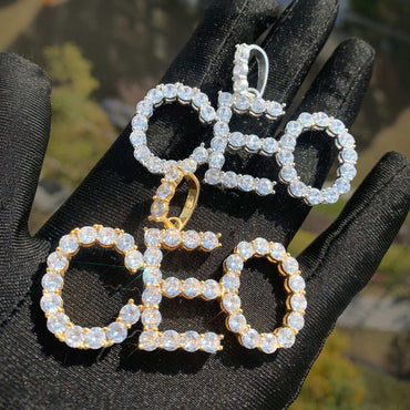 Gold Plated Letter Pendant Necklace | Iced Out CZ Hip Hop Rapper Fashion Jewelry - CaratixJewelry