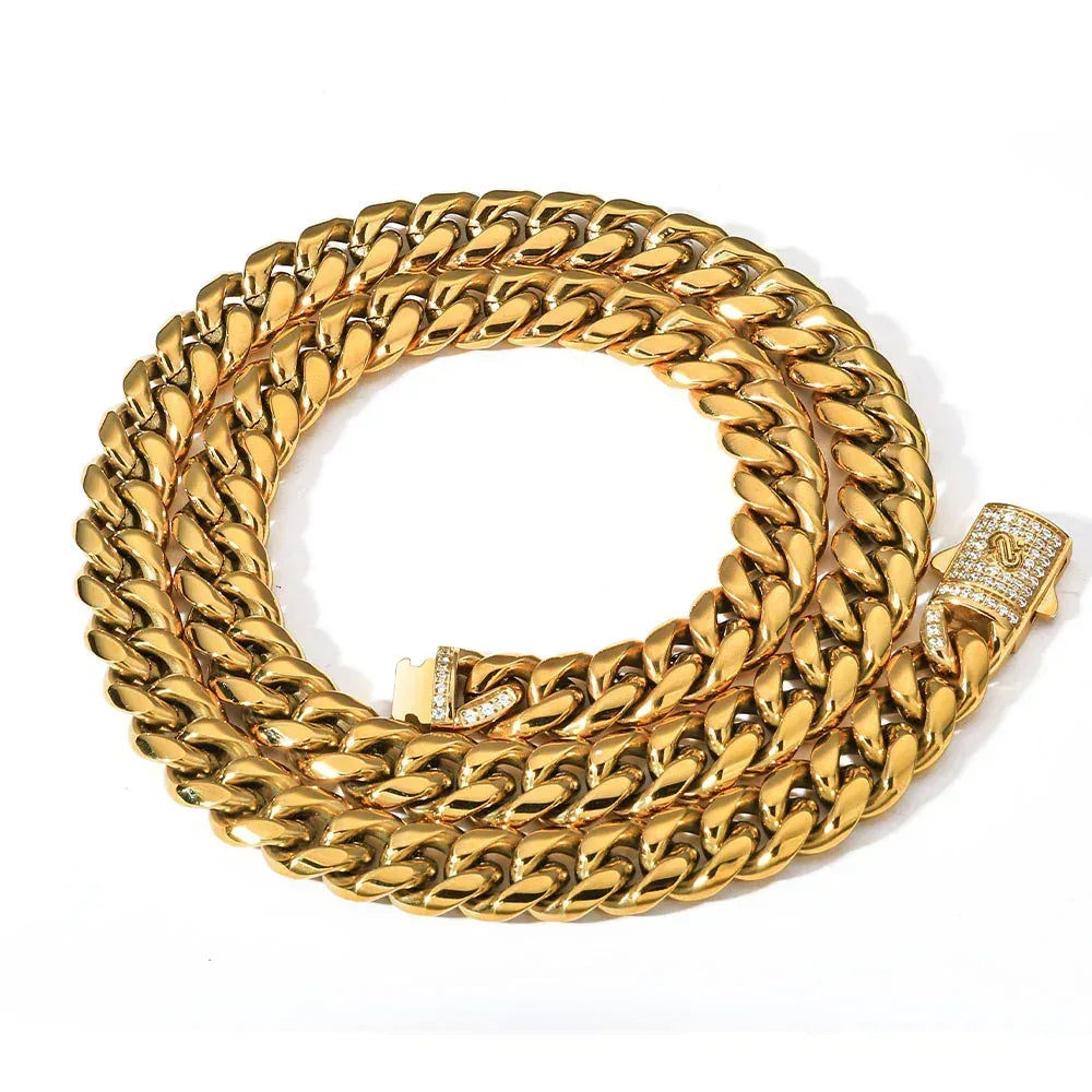 Custom Round-Polished Cuban Link with Clasp | High-End Rapper Iced Out Chain | Caratix - CaratixJewelry