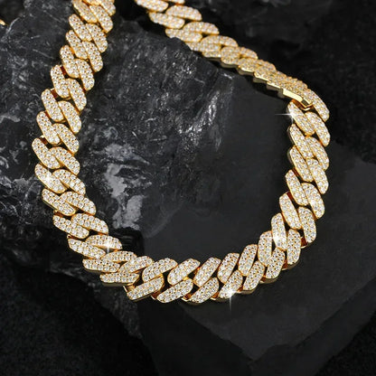 8mm / 10mm Double-Row Moissanite Cuban Link Bracelet/Necklace – S925 Sterling Silver -Cut Iced-Out Hip Hop Streetwear Jewelry - CaratixJewelry