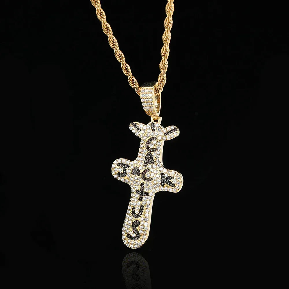 Custom Full Cross Pendant Necklace with Zircon Stones for Men | Caratix Jewelry - CaratixJewelry