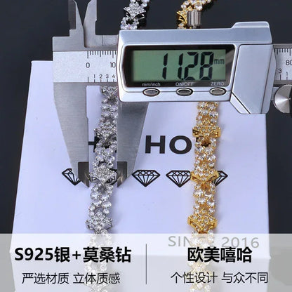 12mm Star Moissanite Cuban Link Chain – S925 Sterling Silver Iced-Out Hip Hop Men’s Luxury Streetwear Necklace - CaratixJewelry