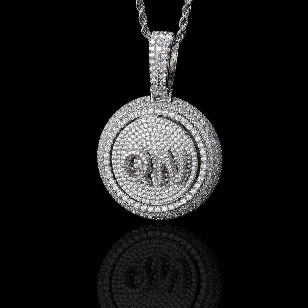 Custom Rotating Letter Pendant Necklace with Micro-Pave Zircon Stones for Men | Caratix Jewelry - CaratixJewelry