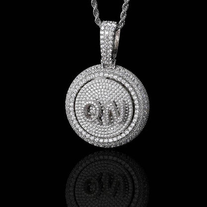 Custom Rotating Letter Pendant Necklace with Micro-Pave Zircon Stones for Men | Caratix Jewelry - CaratixJewelry