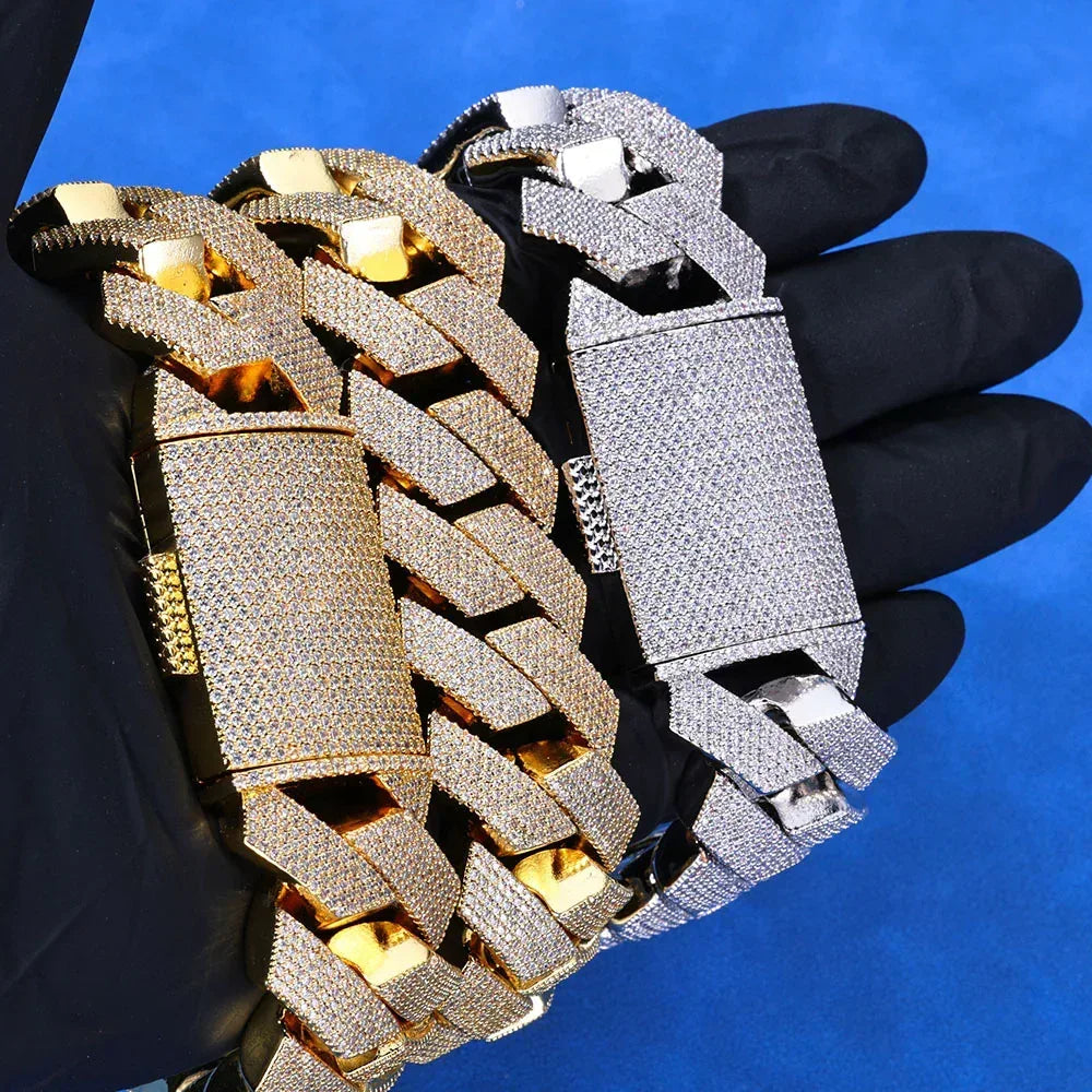 Iced Out Cuban Bracelet Six Row Zircon Cuban Link Gold Chain Style - CaratixJewelry