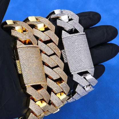 Iced Out Cuban Bracelet Six Row Zircon Cuban Link Gold Chain Style - CaratixJewelry