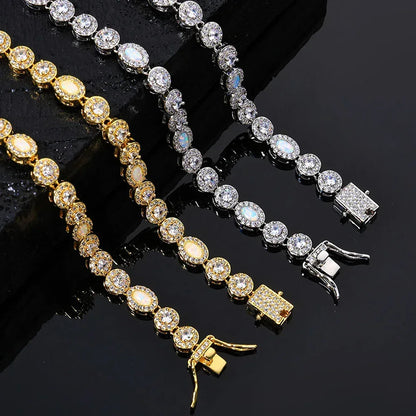 Moissanite & Opal Bead Candy Chain Necklace for Women – S925 Sterling Silver Custom Luxury Jewelry - CaratixJewelry