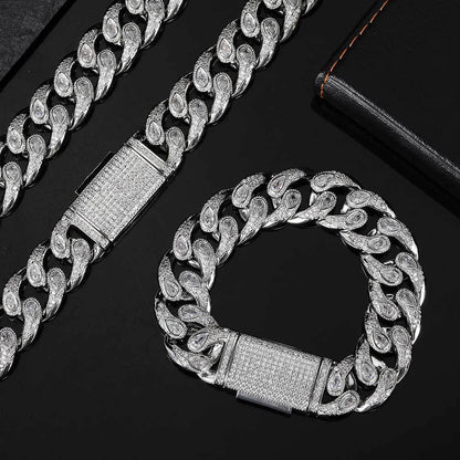 16mm Eyeglass Link Cuban Chain Bracelet Zircon for Men | Caratix Jewelry - CaratixJewelry