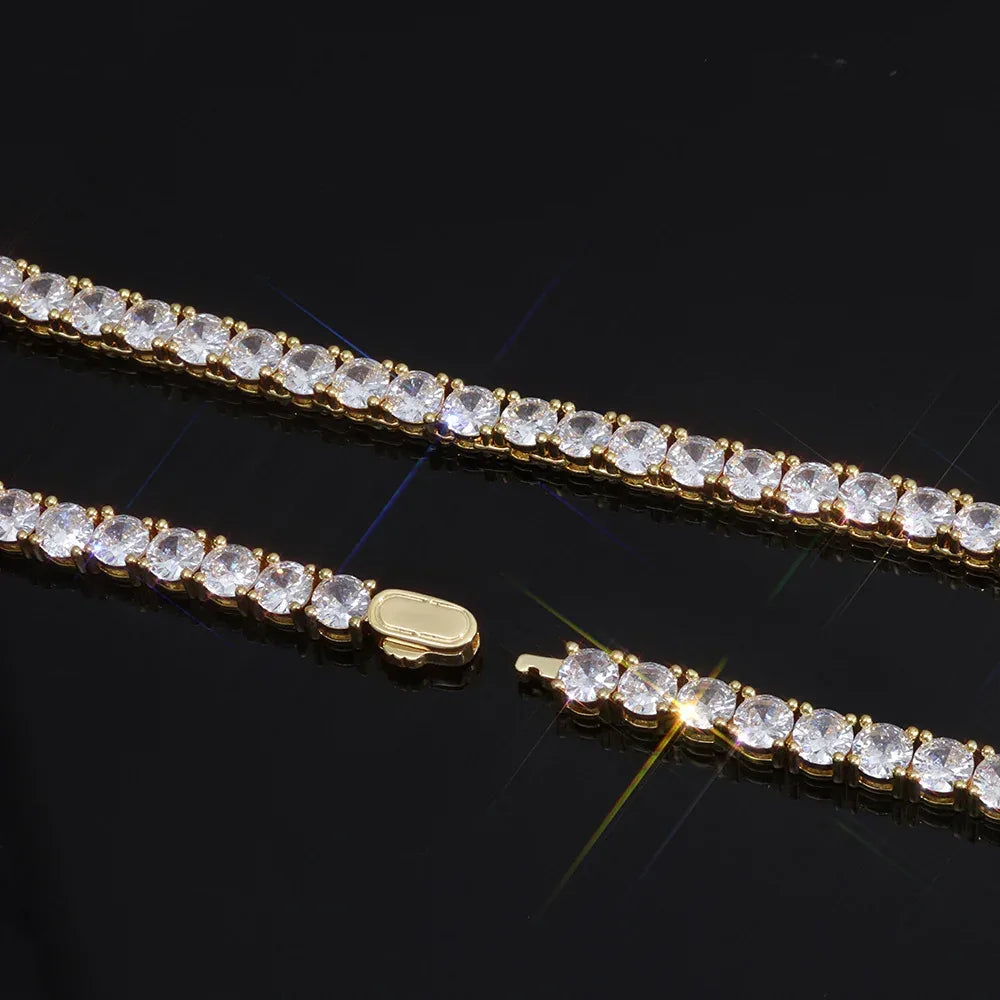 Zircon Tennis Chain Necklace Spring Clasp for Men & Women | Caratix Jewelry - CaratixJewelry