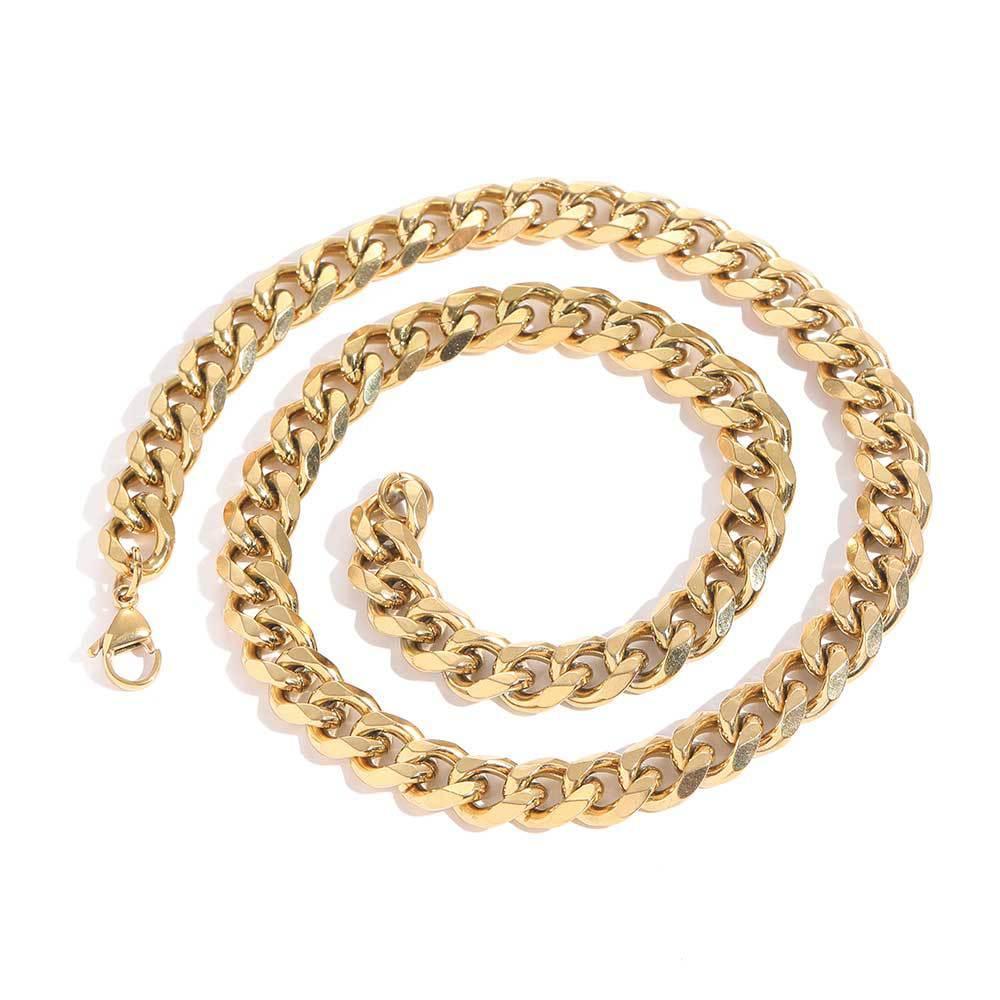 11mm Six-Sided Stainless Steel Cuban Chain Necklace for Men | Caratix Jewelry - CaratixJewelry