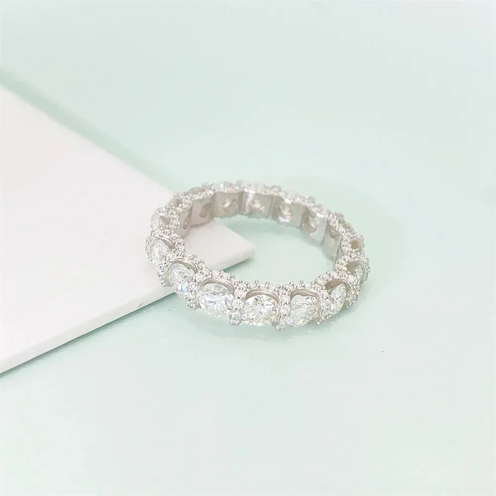 4mm Moissanite Iced Out Ring | S925 Silver Unisex Hip Hop Fashion Jewelry - CaratixJewelry