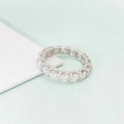 4mm Moissanite Iced Out Ring | S925 Silver Unisex Hip Hop Fashion Jewelry - CaratixJewelry