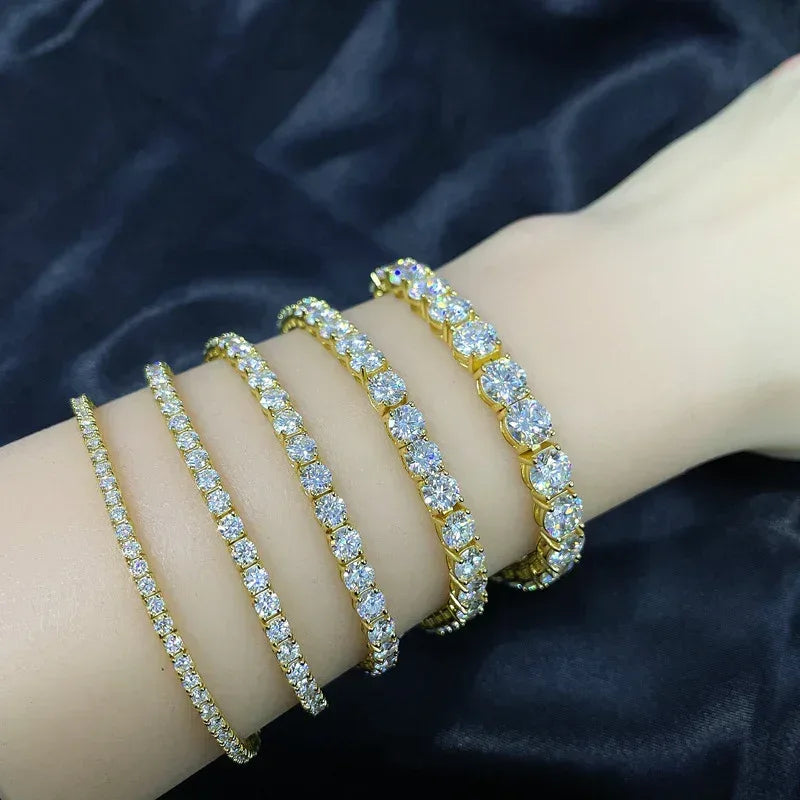 Moissanite Tennis Chain Bracelet/Necklace – 925 Sterling Silver Iced-Out Jewelry in 2mm / 3mm / 4mm / 5mm / 6.5mm Widths - CaratixJewelry