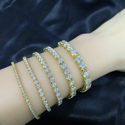 Moissanite Tennis Chain Bracelet/Necklace – 925 Sterling Silver Iced-Out Jewelry in 2mm / 3mm / 4mm / 5mm / 6.5mm Widths - CaratixJewelry