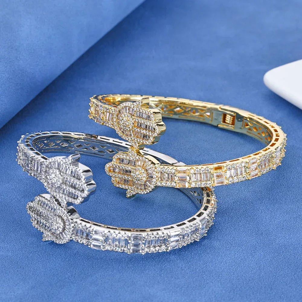 Hand of Fatima S925 Silver Moissanite Bracelet for Men | Caratix Jewelry - CaratixJewelry