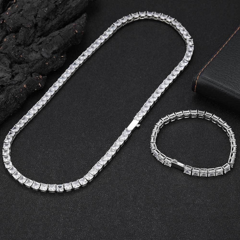 Custom 5.5mm Square Tennis Chain | High-End Hip Hop Bling Bracelet | Caratix - CaratixJewelry