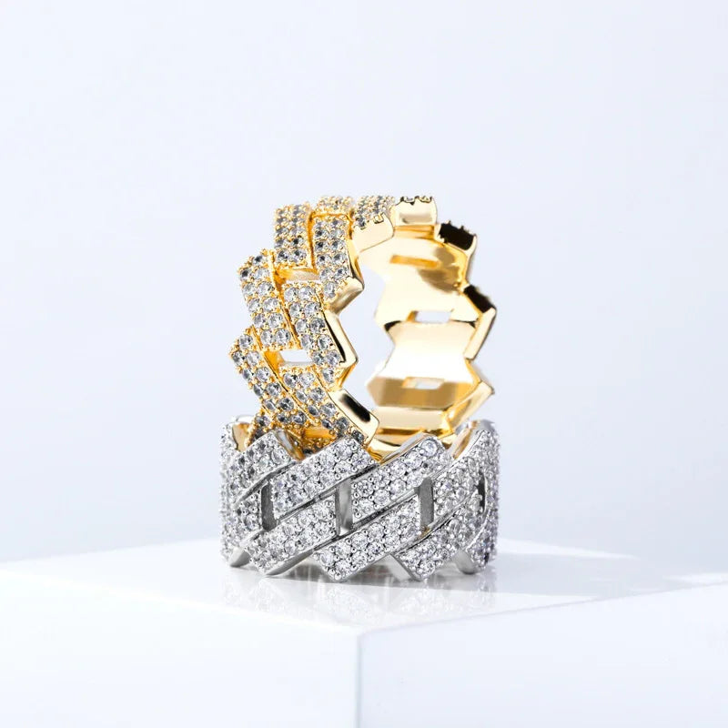 14mm Men's Iced Out Cuban Ring | Heavyweight Rapper Pave Band | Caratix