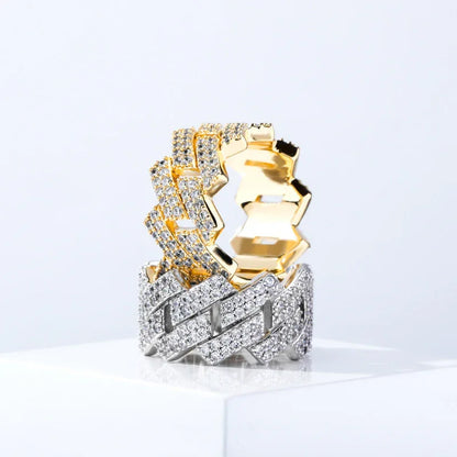 14mm Men's Iced Out Cuban Ring | Heavyweight Rapper Pave Band | Caratix
