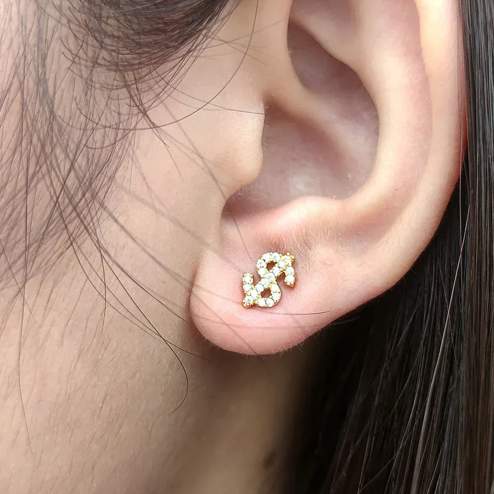 Hip Hop Dollar Sign Zircon Earrings for Men and Women | Simple Copper Earrings with Zircon Stones | Caratix Jewelry - CaratixJewelry