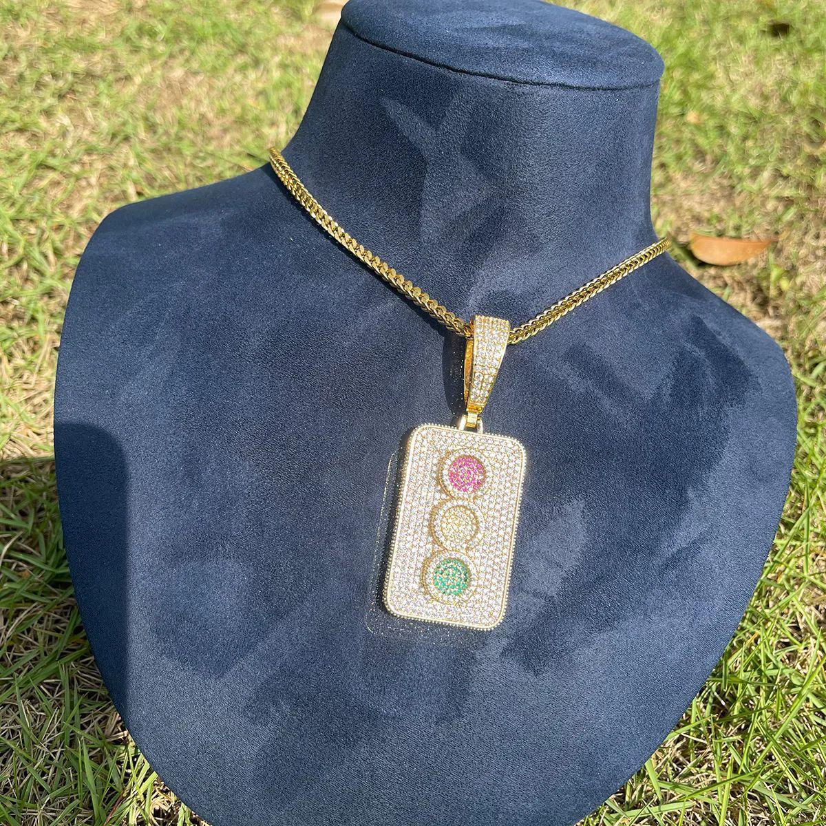 Men's "Always On Go" Necklace | Multi-Color CZ Street Light Jewelry Caratix - CaratixJewelry